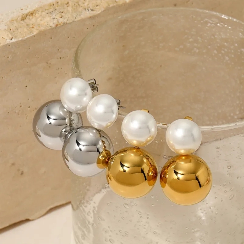 Lustrous Gold and Silver Pearl Earrings